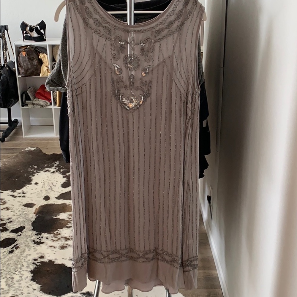 BANANA REPUBLIC flapper style silver beaded dress